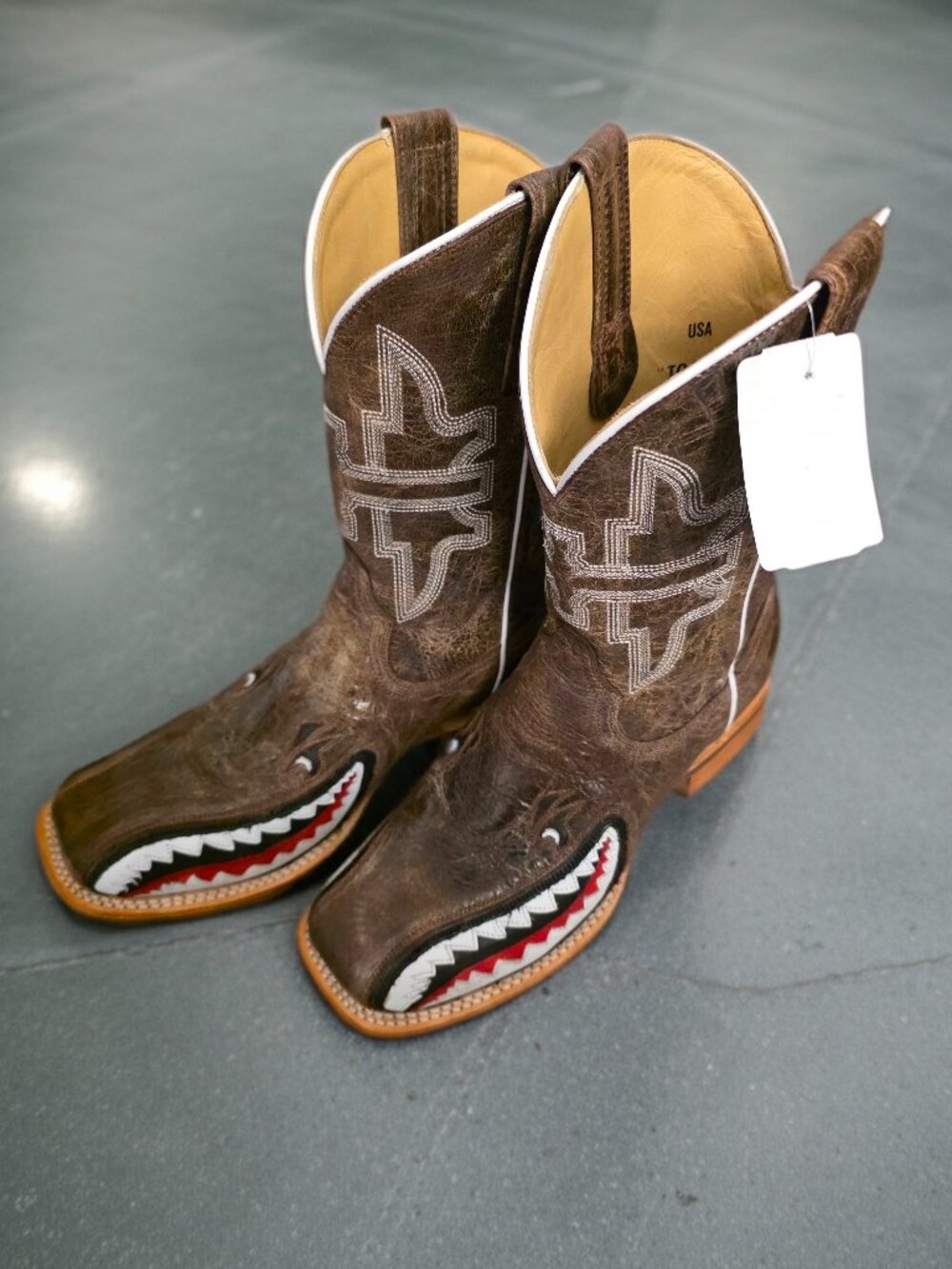 NIB/NWT Tin Haul "Toastin A Gnarly Bite" Western Square Toe Boots Men 9.5D